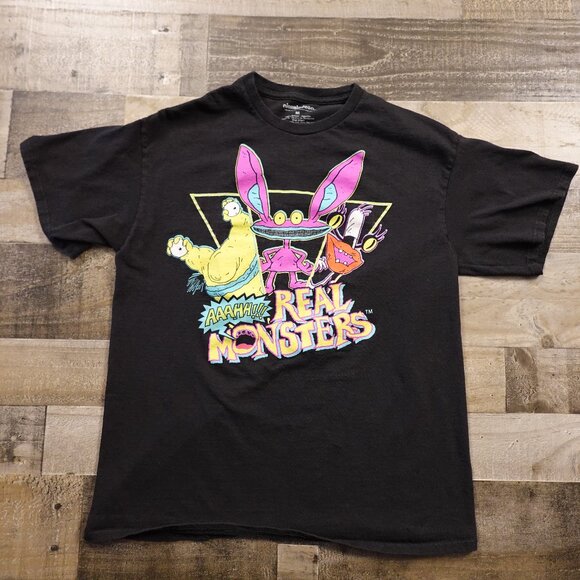 Nickelodeon AAAHH!!! Real Monsters Graphic T-Shirt Men’s Medium Black 90s Retro - Picture 1 of 6